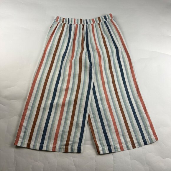 a.n.a. Earth Tone Striped Linen Blend Wide Leg Cropped Pant M - Picture 6 of 7